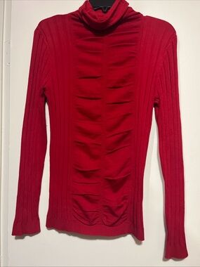 Reba Bright Red Ribbed Turtleneck